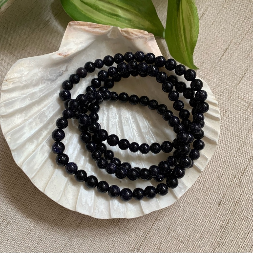Blue Goldstone beaded Crystal Bracelet